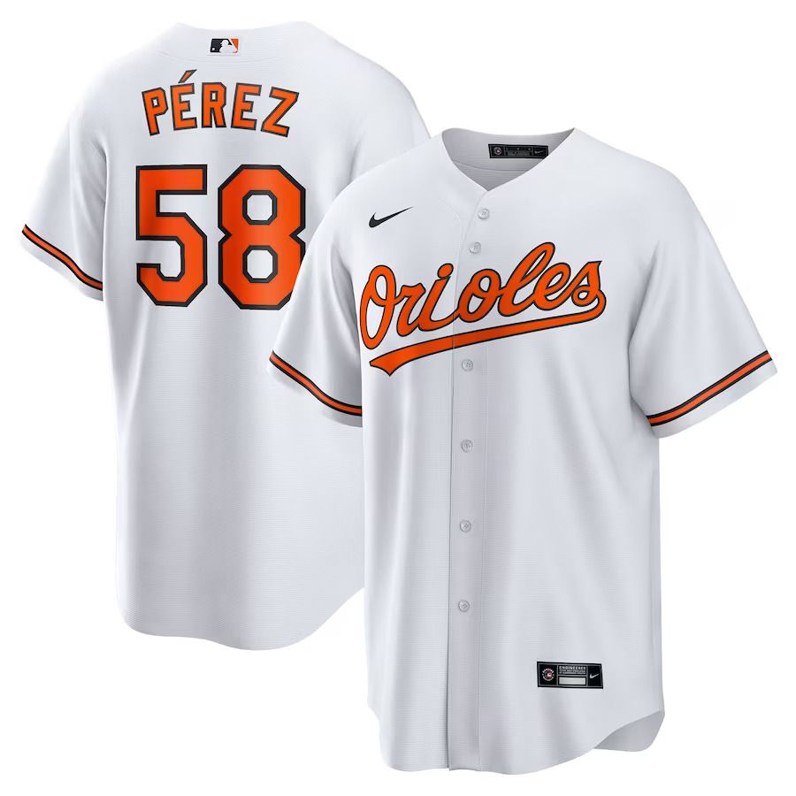 Men Baltimore Orioles #58 Cionel Perez Nike White Home Replica Player MLB Jersey->baltimore orioles->MLB Jersey